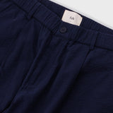 Folk | Folk Elasticated Wide Fit Short - Navy Seersucker