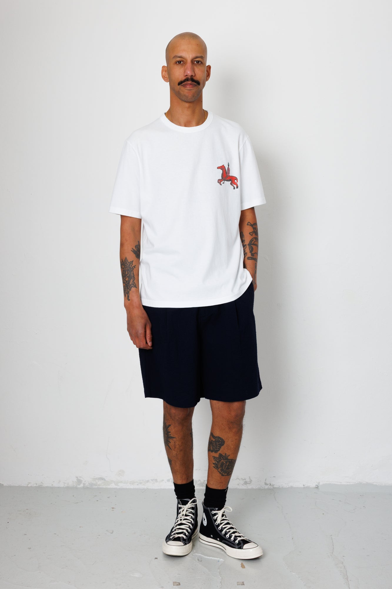 Folk | Folk Elasticated Wide Fit Short - Navy Seersucker
