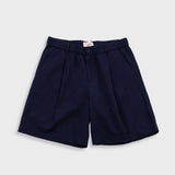 Folk | Folk Elasticated Wide Fit Short - Navy Seersucker