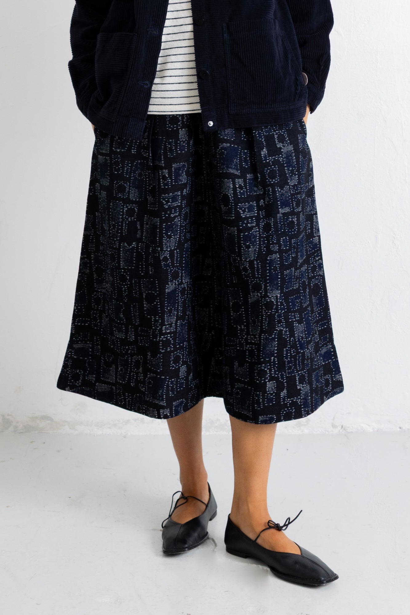 Full Seam Skirt - Deep Indigo Jacquard