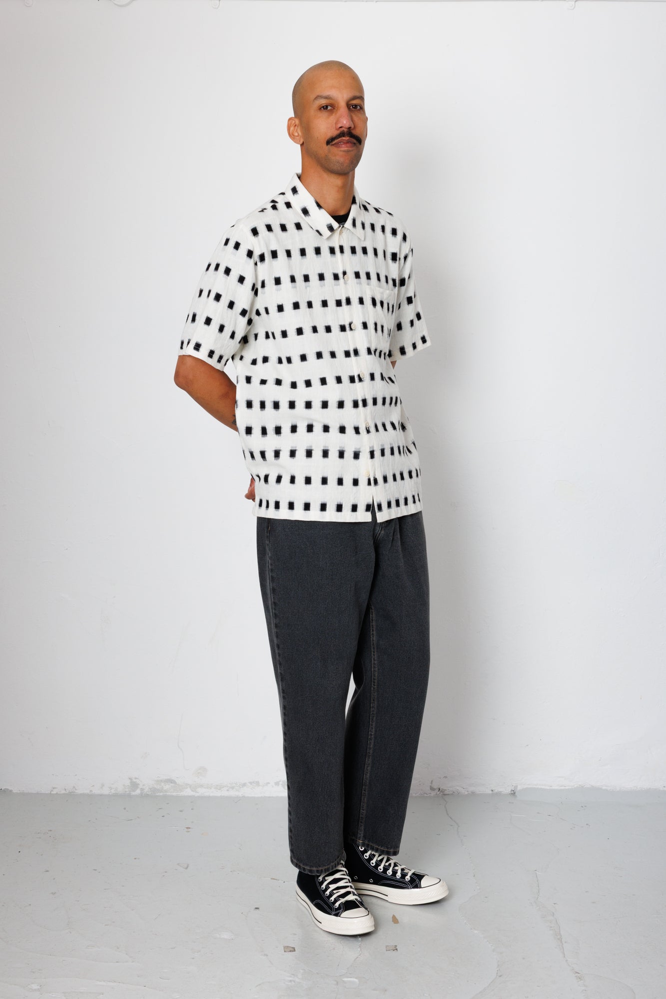 Folk | Folk Gabe Shirt - Black Window Ikat | Folk x Goss Brothers