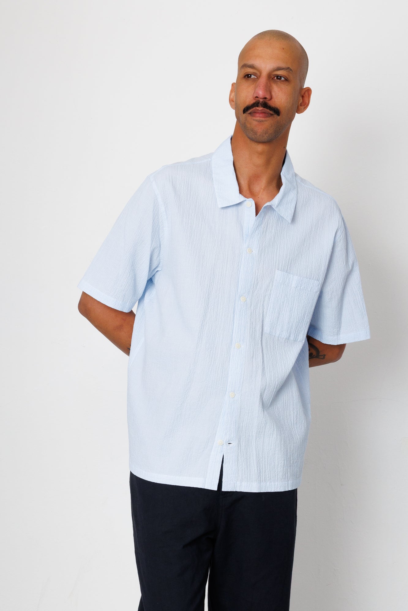 Folk | Folk Gabe Shirt - Light Blue Textured