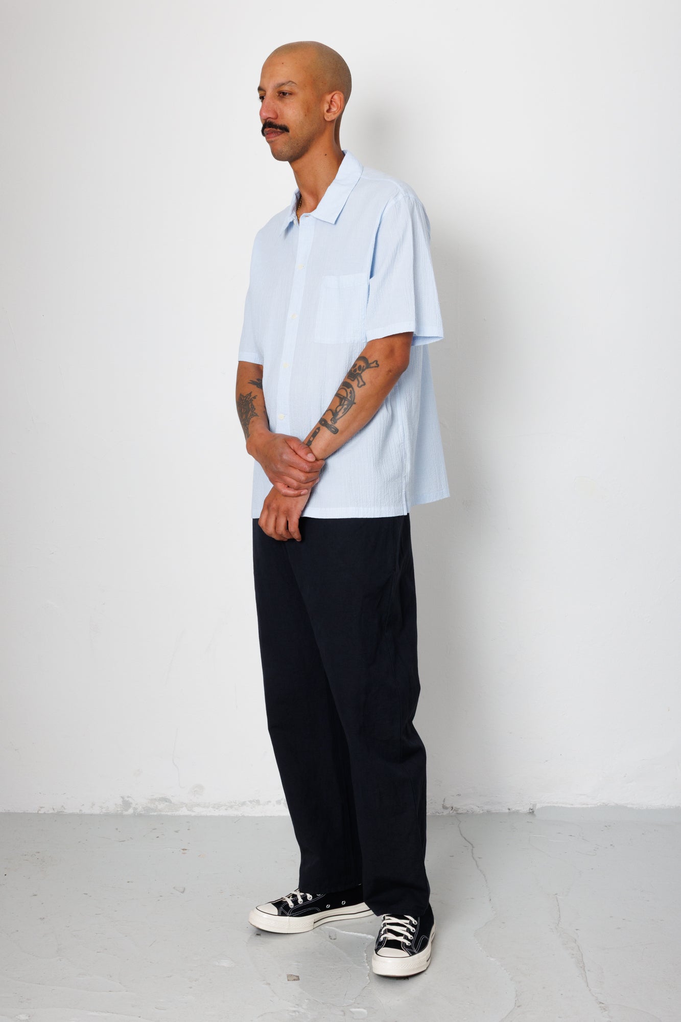 Folk | Folk Gabe Shirt - Light Blue Textured