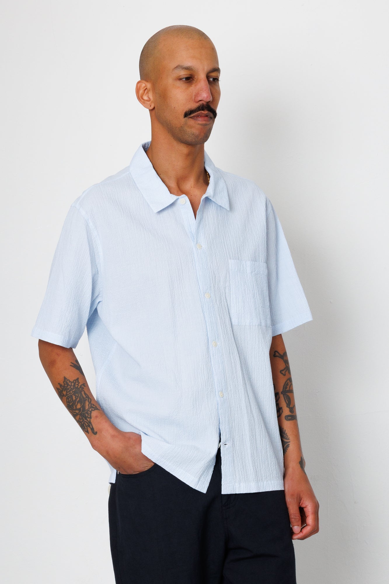 Folk | Folk Gabe Shirt - Light Blue Textured