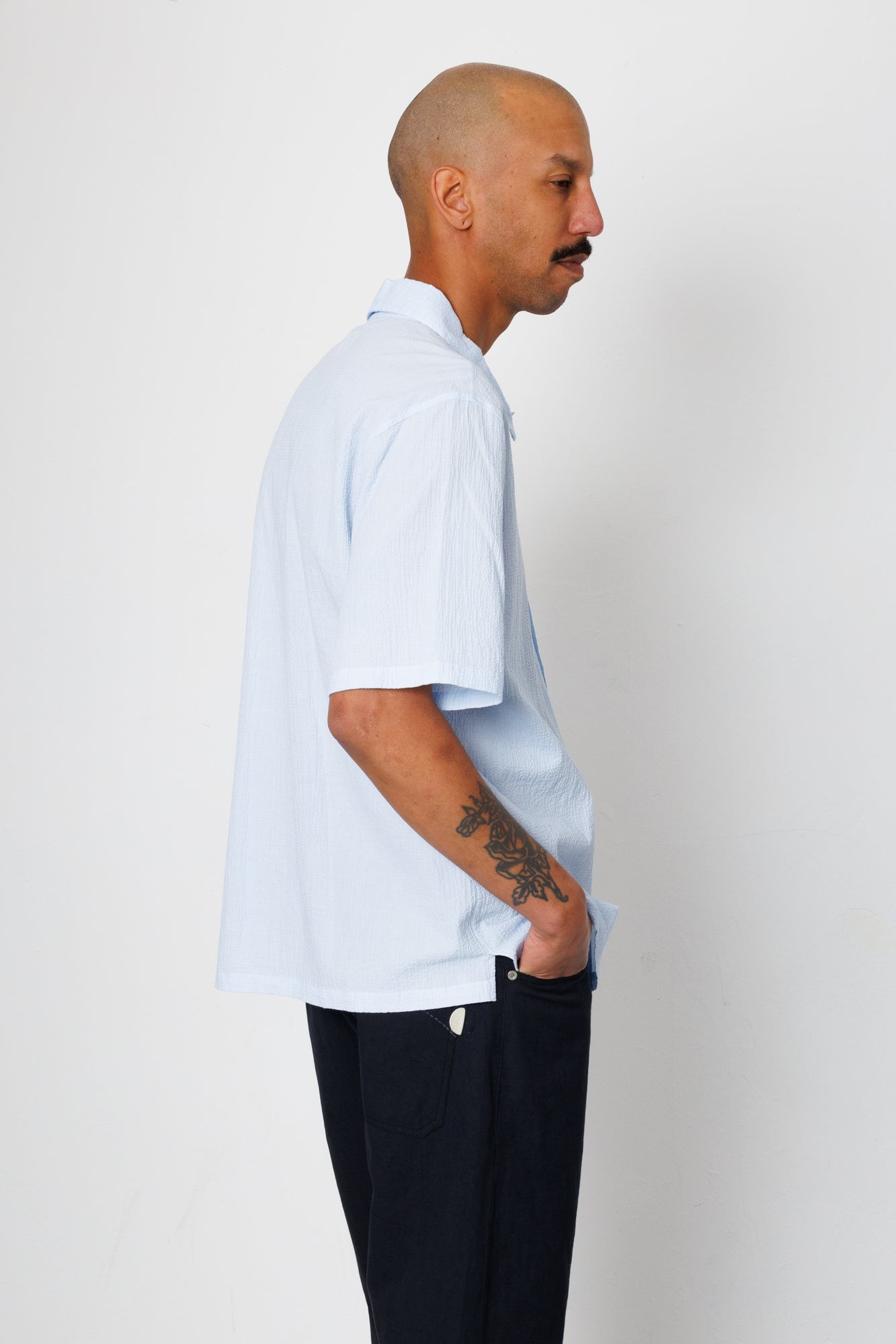 Folk | Folk Gabe Shirt - Light Blue Textured