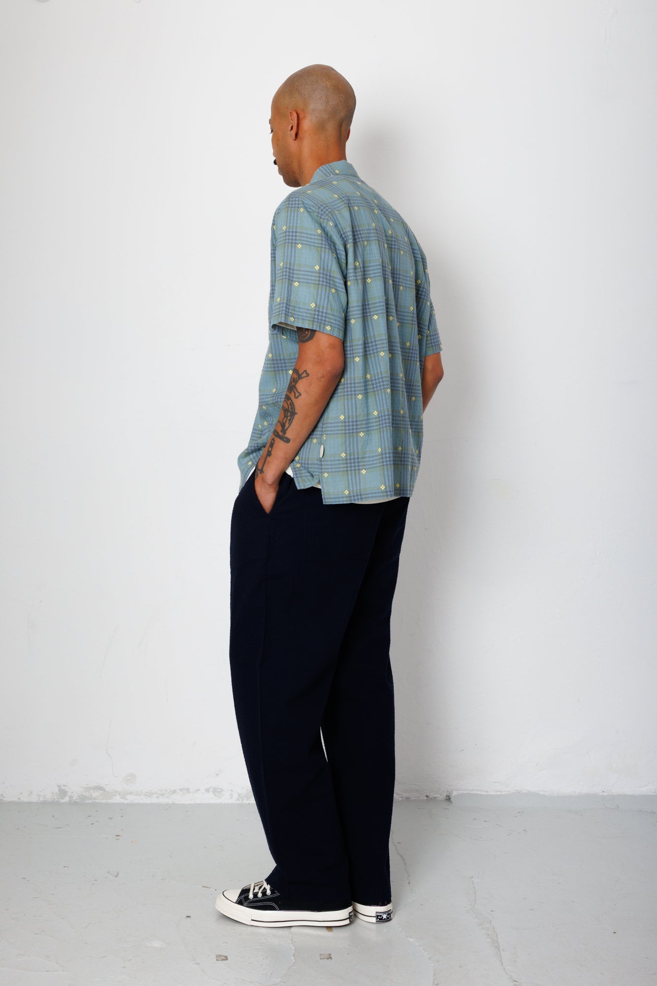 Folk | Folk Gabe Shirt - Blue Yellow Flower Check