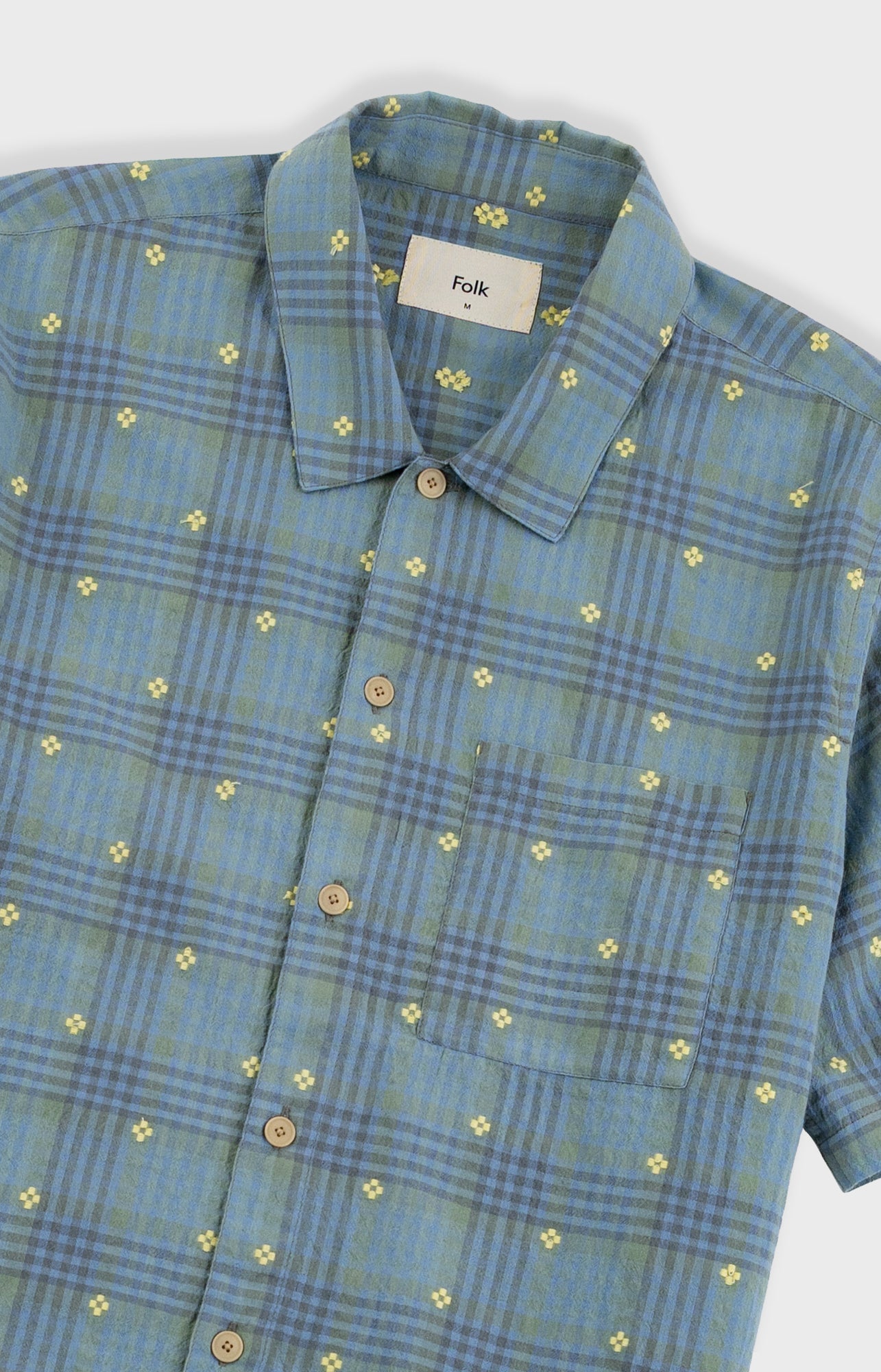 Folk | Folk Gabe Shirt - Blue Yellow Flower Check