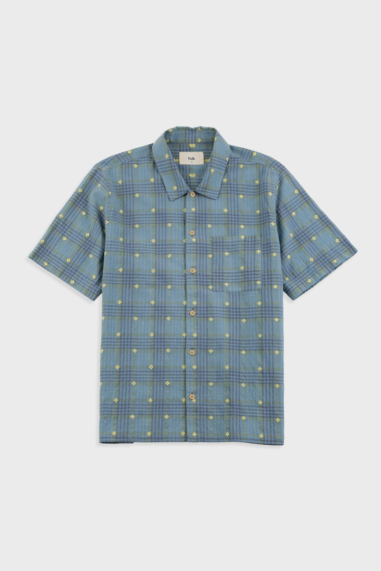 Folk | Folk Gabe Shirt - Blue Yellow Flower Check