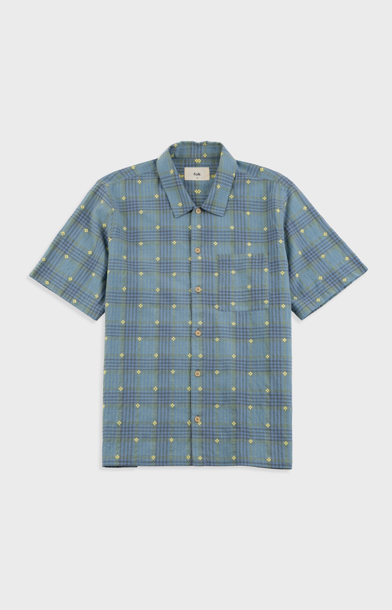 Folk | Folk Gabe Shirt - Blue Yellow Flower Check