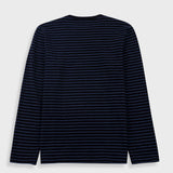 Folk | Folk Long Sleeve Textured Striped T-Shirt - Black / Soft Blue