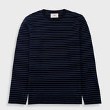 Folk | Folk Long Sleeve Textured Striped T-Shirt - Black / Soft Blue
