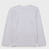 Folk | Folk Long Sleeve Textured Striped T-Shirt - Ecru / Soft Blue