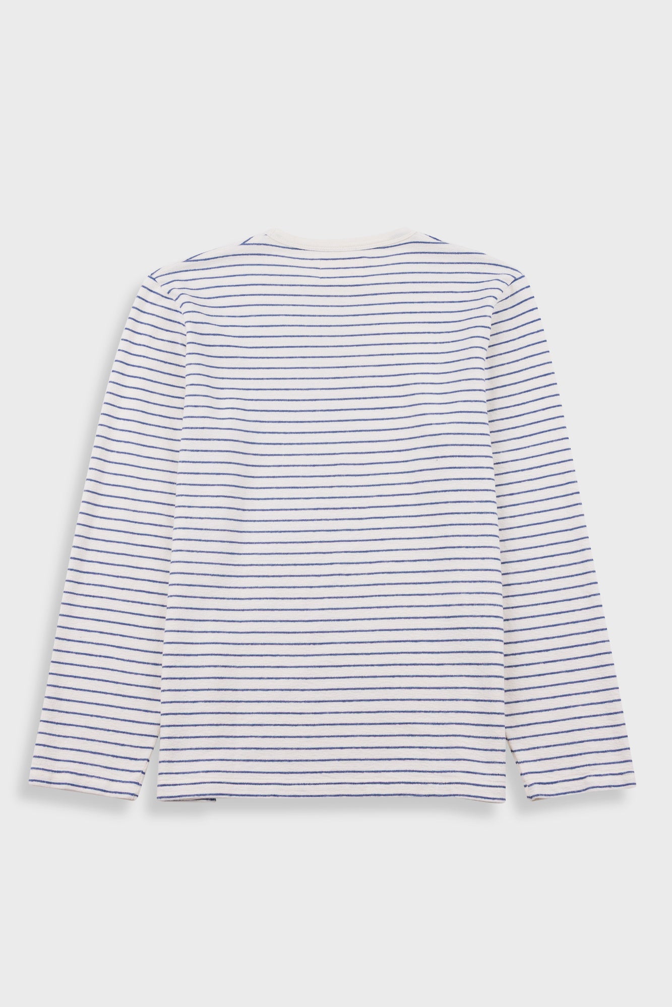Folk | Folk Long Sleeve Textured Striped T-Shirt - Ecru / Soft Blue