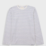 Folk | Folk Long Sleeve Textured Striped T-Shirt - Ecru / Soft Blue