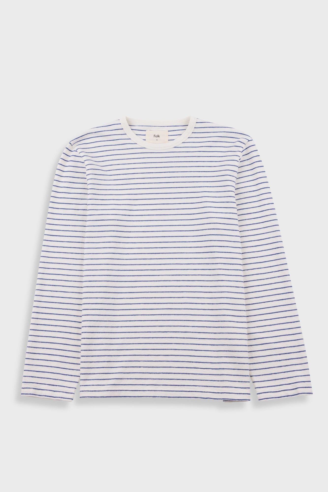 Folk | Folk Long Sleeve Textured Striped T-Shirt - Ecru / Soft Blue