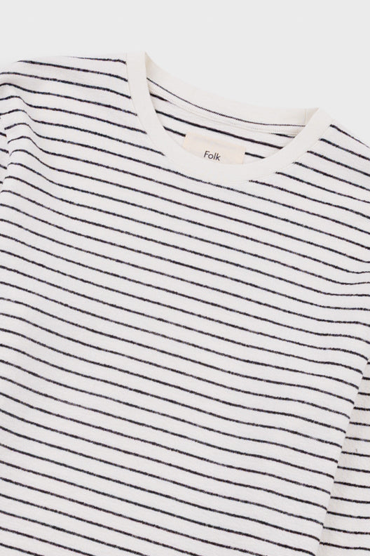 Folk | Folk Long Sleeve Textured T-Shirt - Ecru / Black