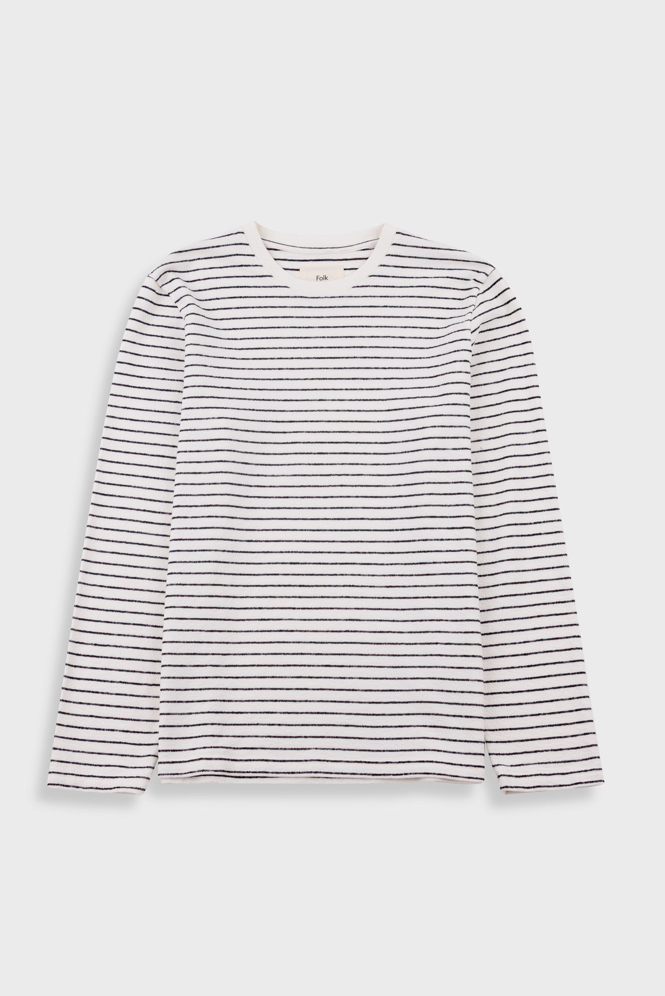 Folk | Folk Long Sleeve Textured Striped T-Shirt - Ecru / Black