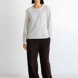 Long Sleeve Textured T-Shirt - Ecru / Black