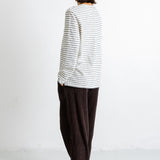 Long Sleeve Textured T-Shirt - Ecru / Black