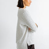 Long Sleeve Textured T-Shirt - Ecru / Black