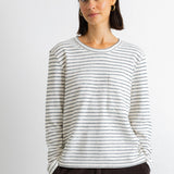 Long Sleeve Textured T-Shirt - Ecru / Black