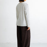 Long Sleeve Textured T-Shirt - Ecru / Black
