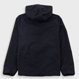 Black hooded jacket on a white background