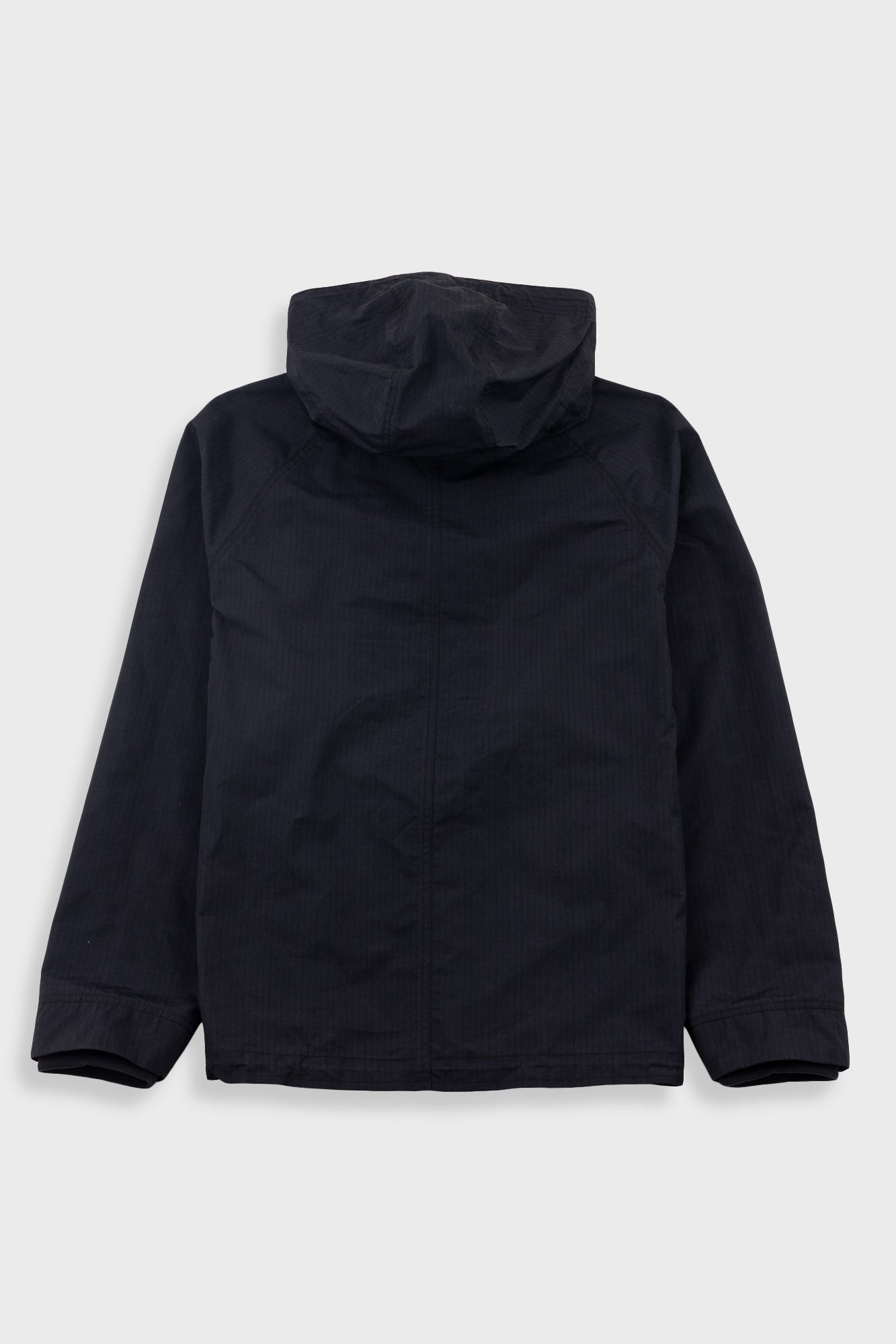 Black hooded jacket on a white background