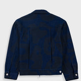 Navy blue jacket on a light gray background