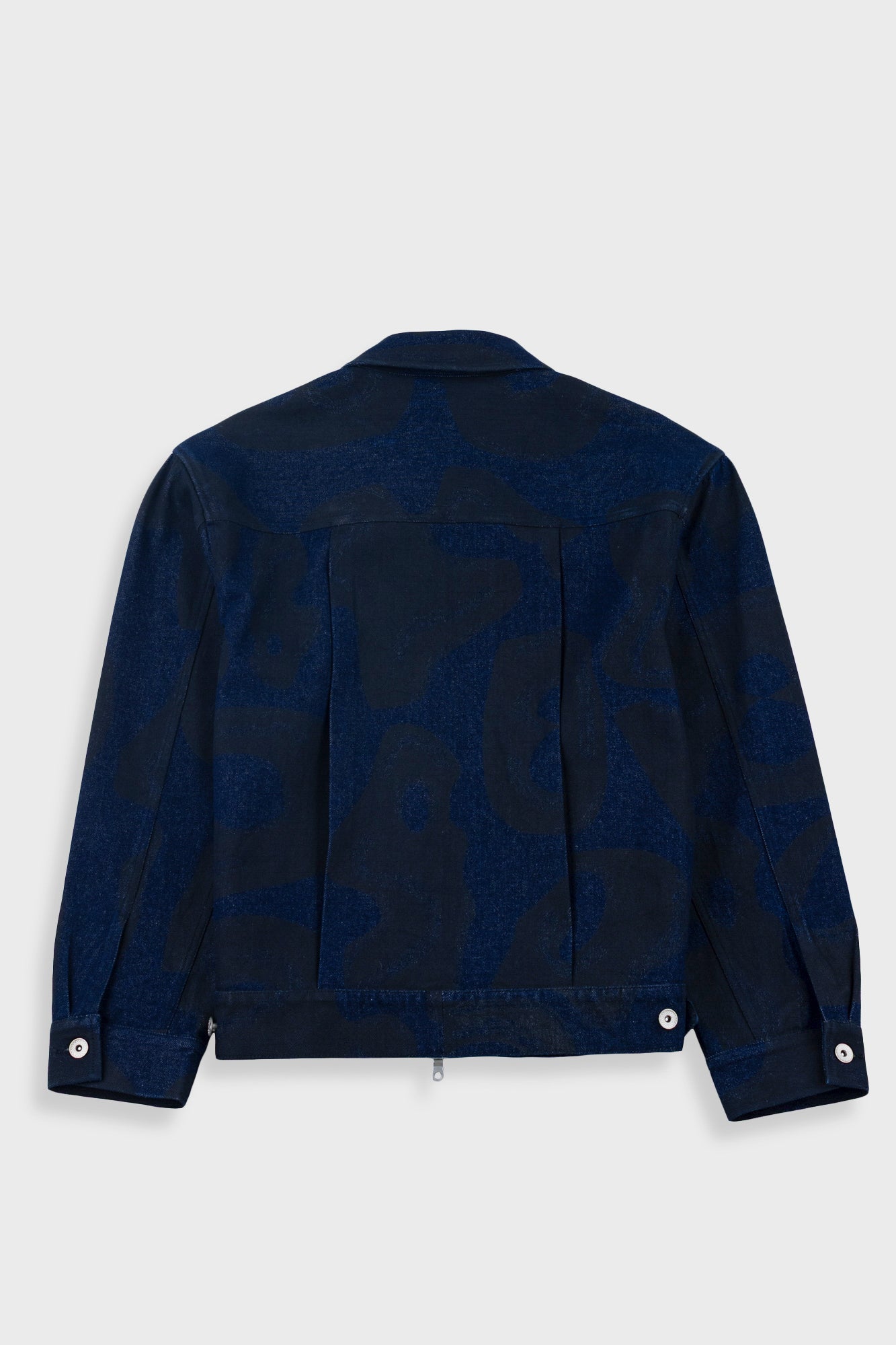 Navy blue jacket on a light gray background
