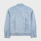 Light blue denim jacket on a white background