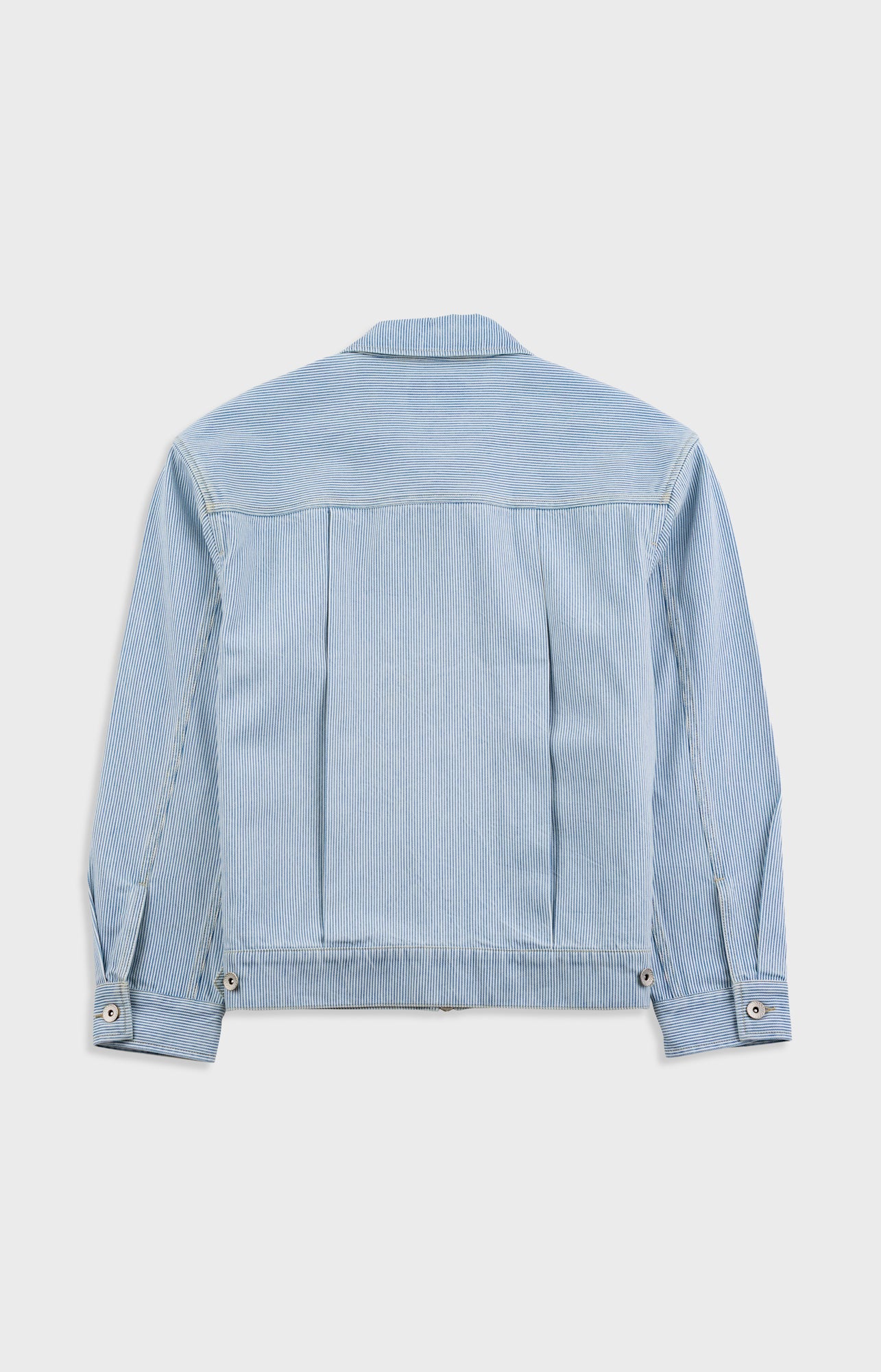 Light blue denim jacket on a white background