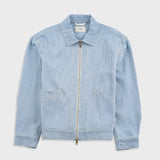 Light blue denim jacket on a white background