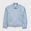 Light blue denim jacket on a white background