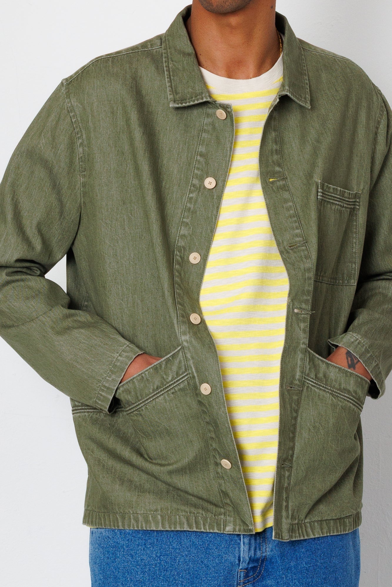 Folk | Folk Meyer Shirt Jacket - Sage Lightweight Denim