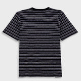 Black and white striped t-shirt on a light gray background