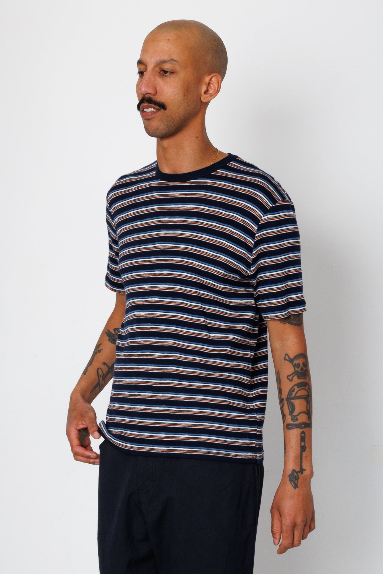 Folk | Folk Multistripe T-Shirt - Blue Jungle Cat
