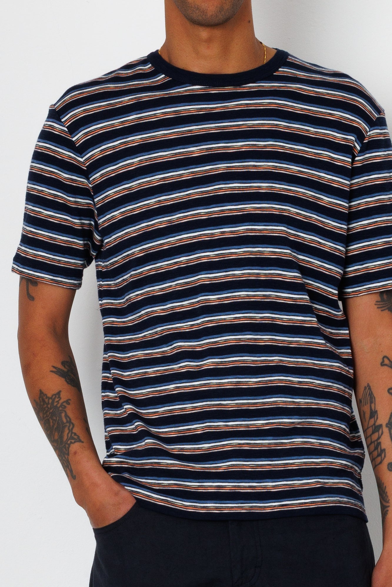 Folk | Folk Multistripe T-Shirt - Blue Jungle Cat