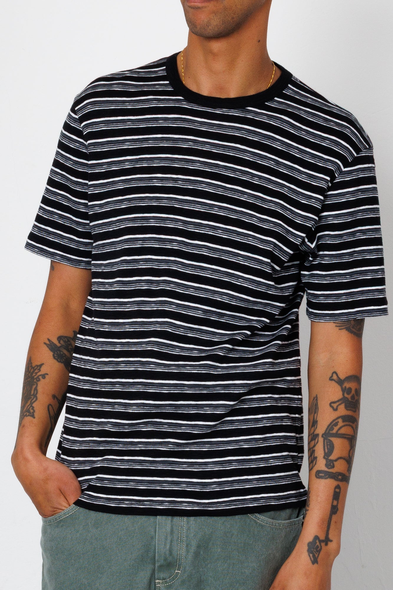 Folk | Folk Multistripe T-Shirt - Black Comet
