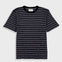 Black and white striped t-shirt on a light gray background