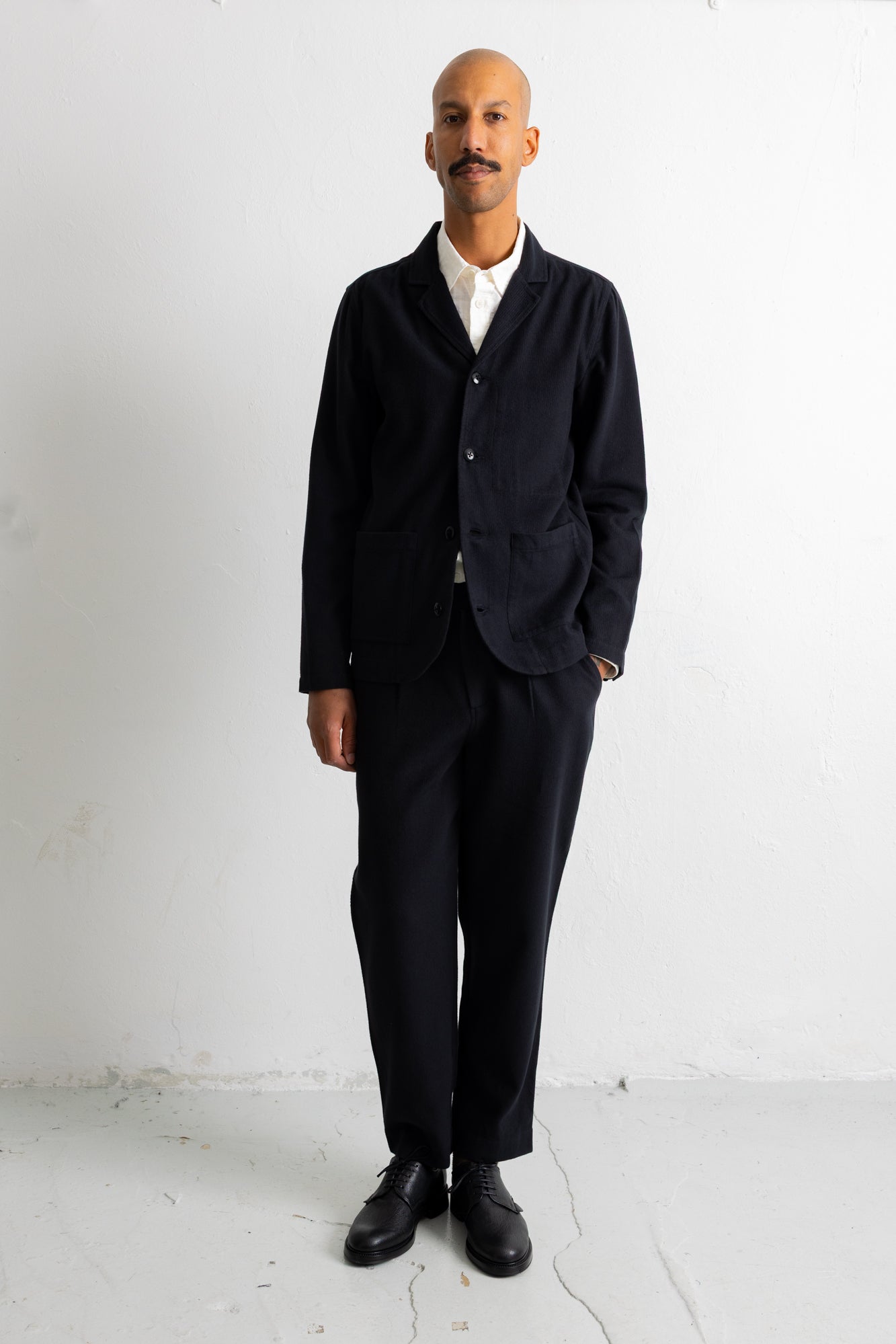 Patch Jacket - Soft Black Brushed Stripe