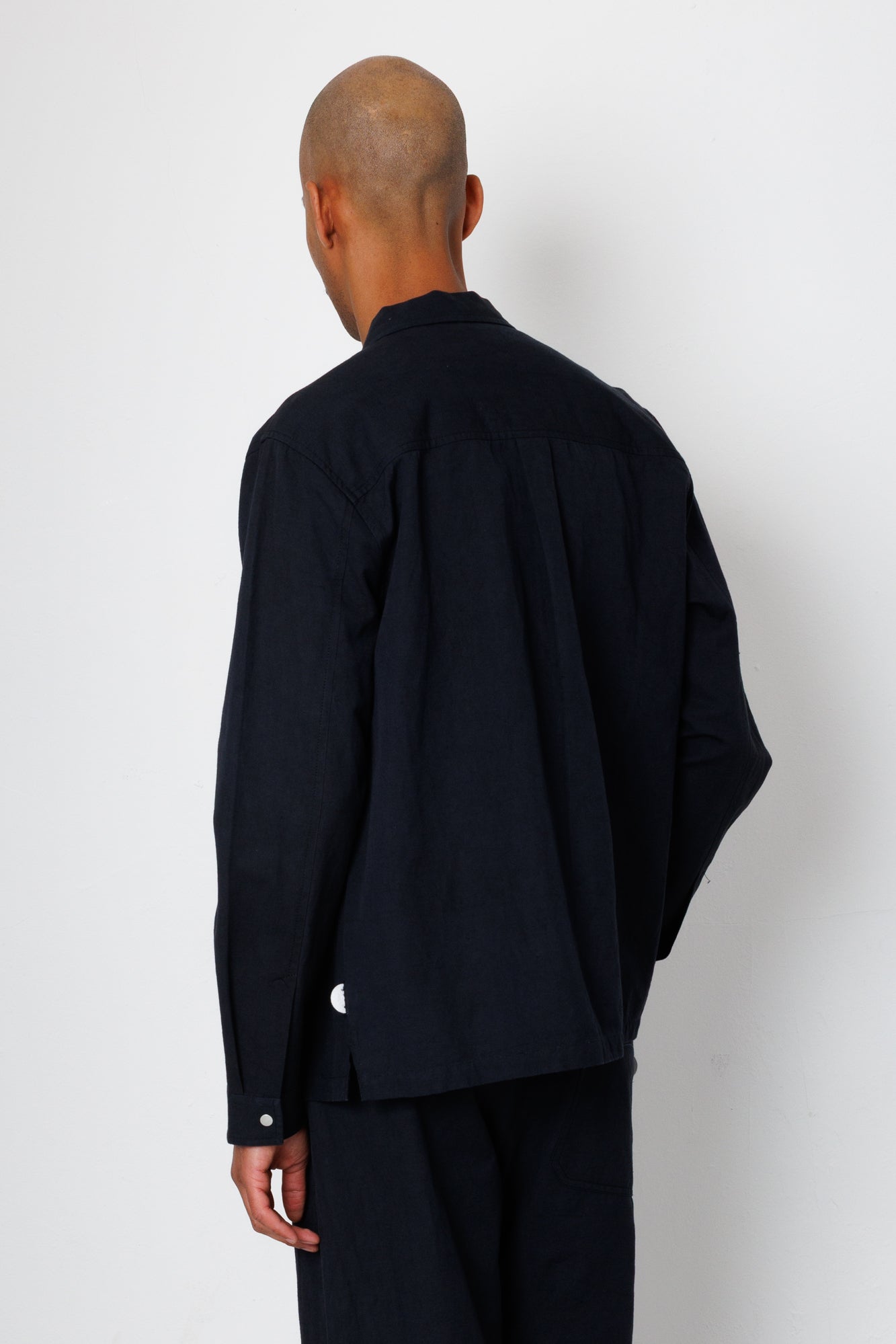 Folk | Folk Patch Overshirt - Soft Black Slub Linen