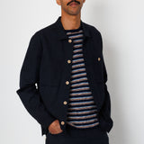 Folk | Folk Patch Overshirt - Soft Black Slub Linen