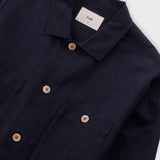 Folk | Folk Patch Overshirt - Soft Black Slub Linen