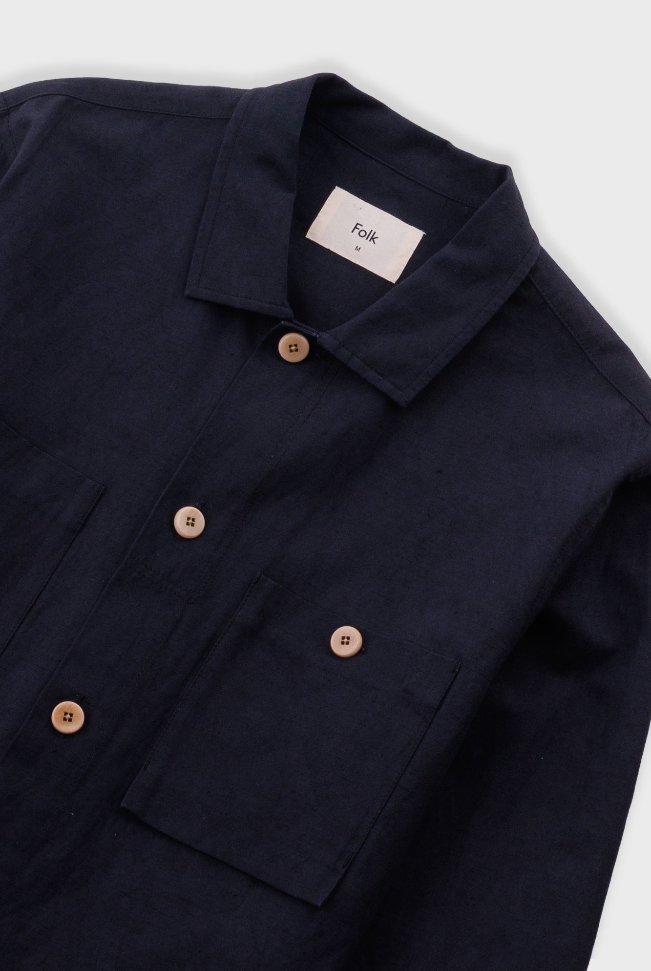 Folk | Folk Patch Overshirt - Soft Black Slub Linen