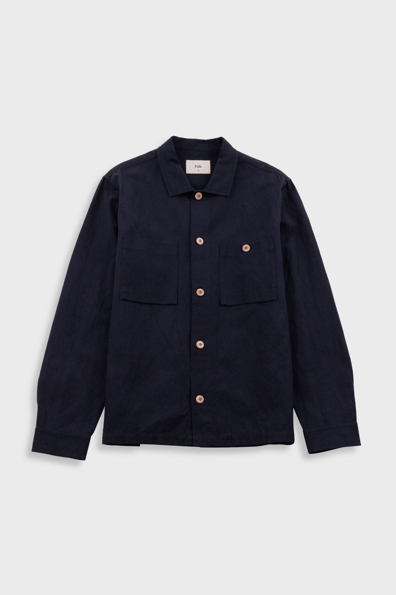 Folk | Folk Patch Overshirt - Soft Black Slub Linen