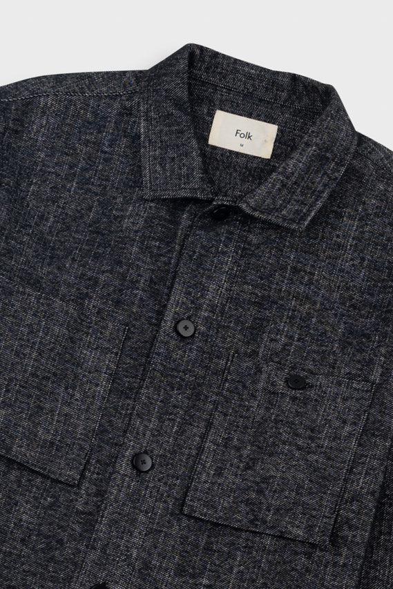 Folk | Folk Patch Overshirt - Black Brushed Twill