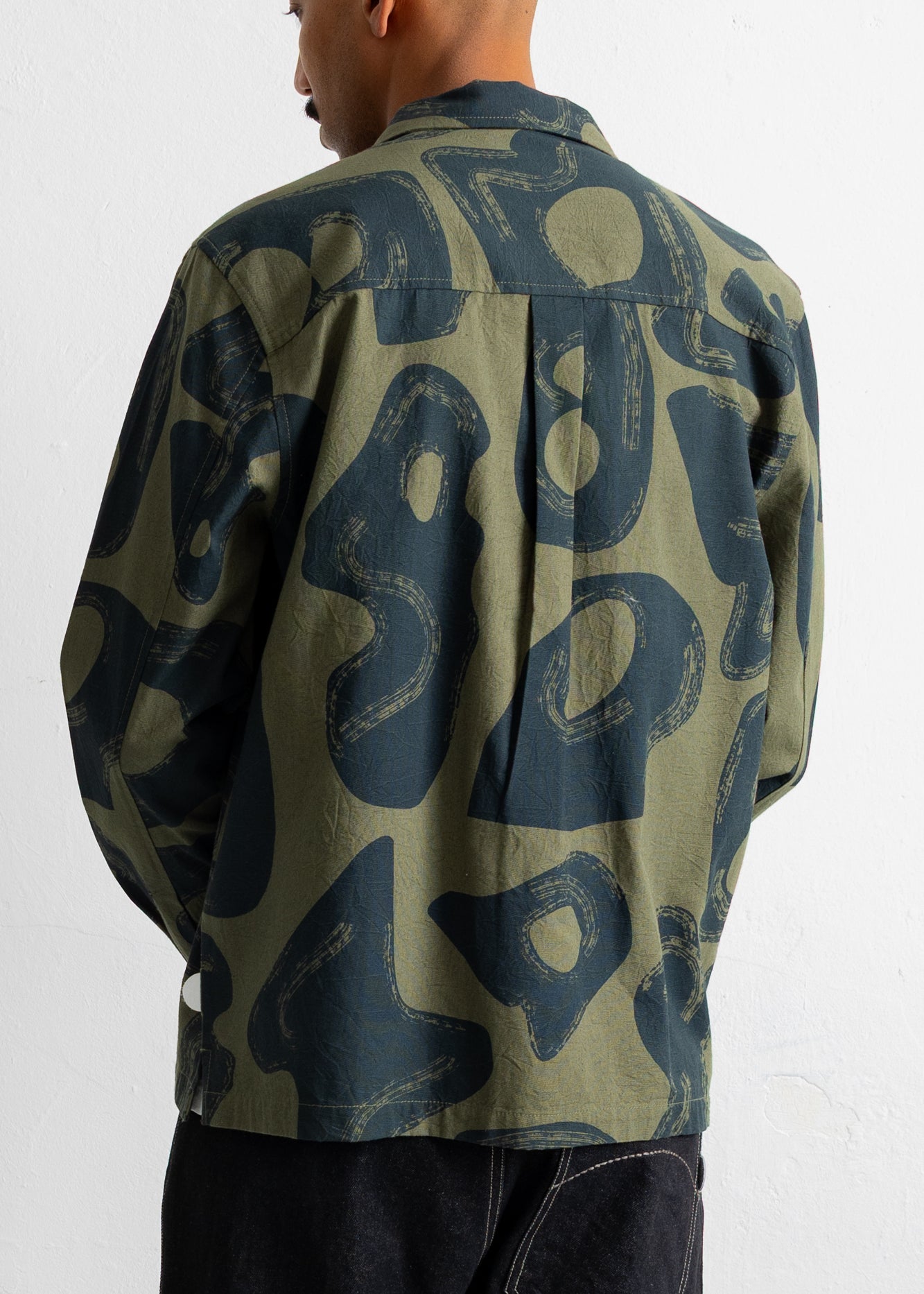 Folk | Folk Patch Overshirt - Olive Navy Cast Print