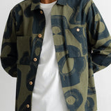 Folk | Folk Patch Overshirt - Olive Navy Cast Print