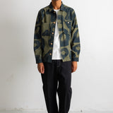 Folk | Folk Patch Overshirt - Olive Navy Cast Print